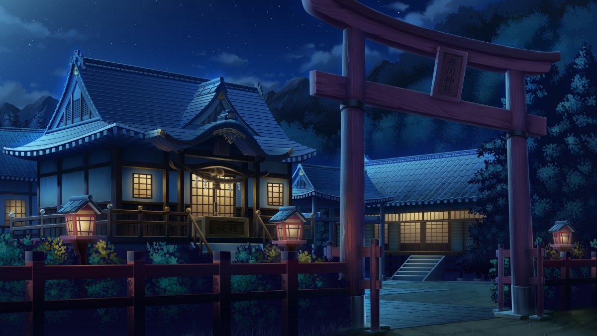 Традиционный японский дом аниме