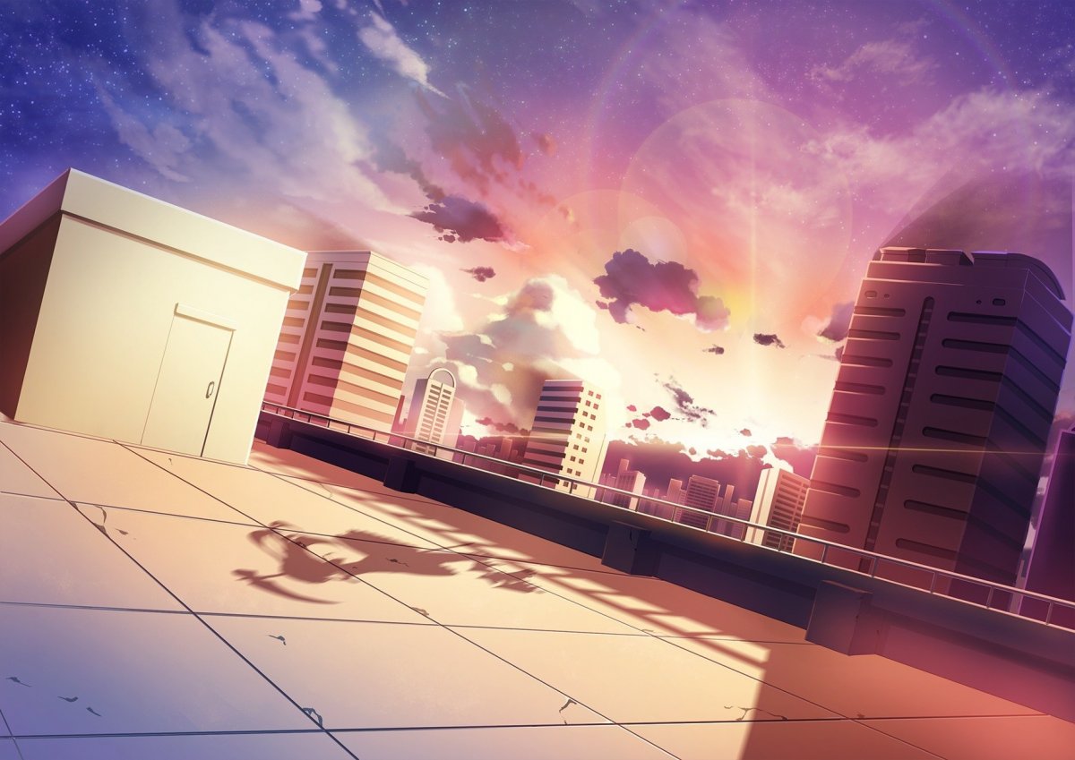 Фон крыши из аниме