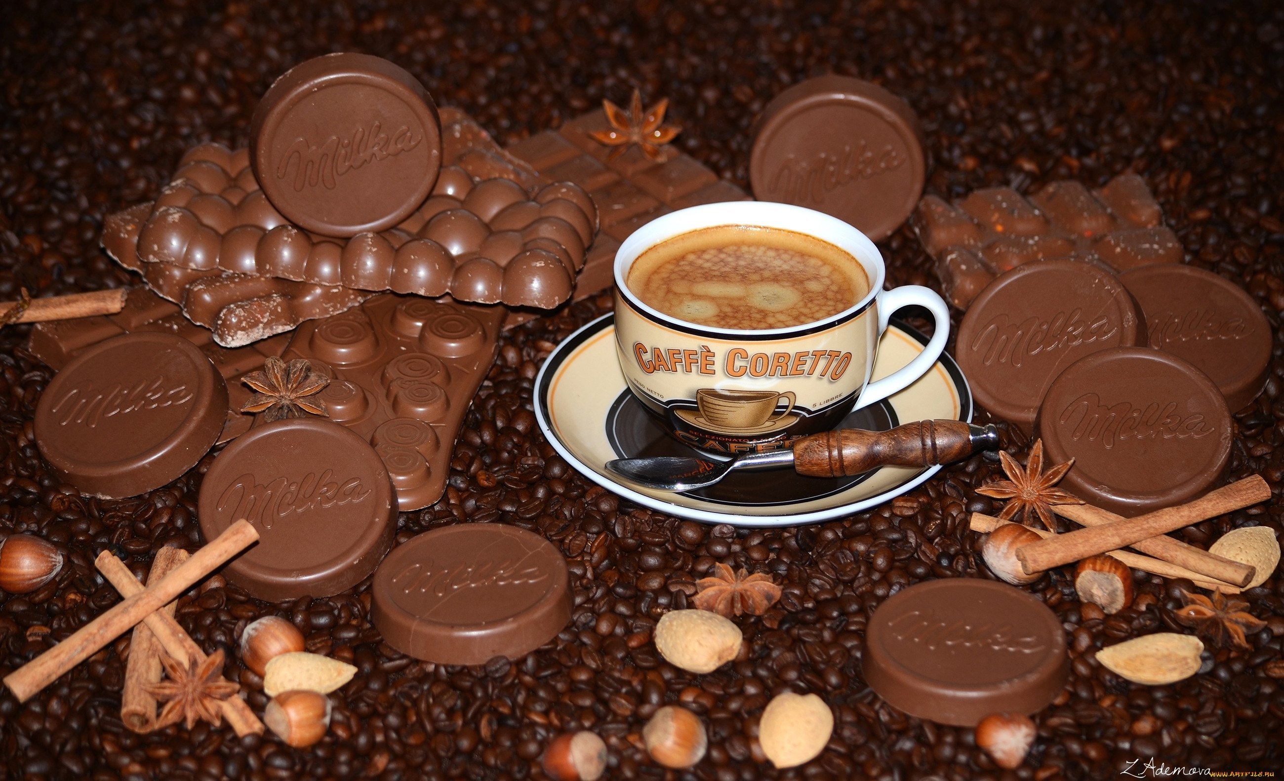 Чашка кофе с шоколадкой - 16 фото