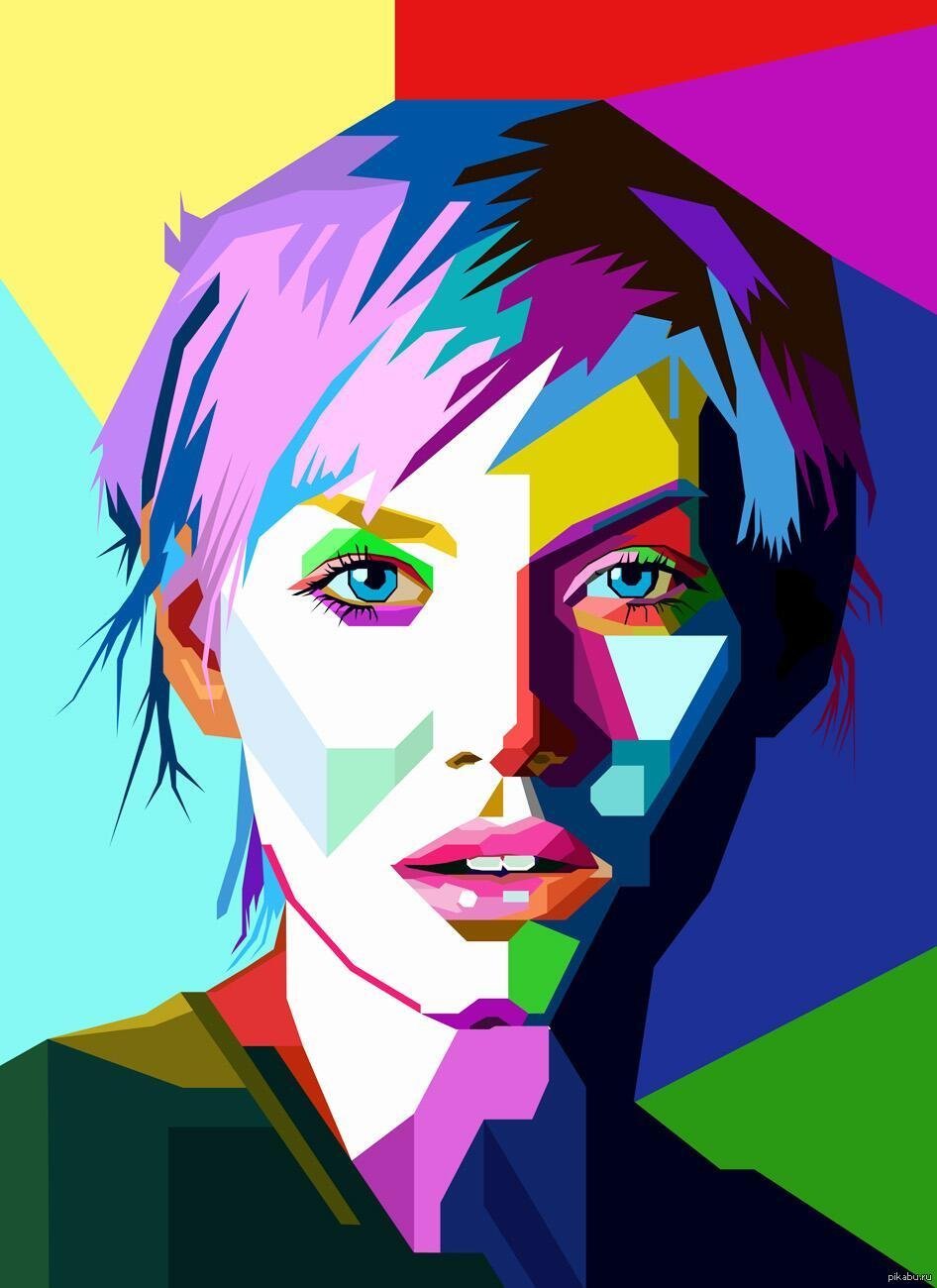 Ярко выражен современный. WPAP портрет. Стиль поп арт портрет WPAP. Скарлетт Йоханссон портрет поп арт. Портрет в стиле WPAP.