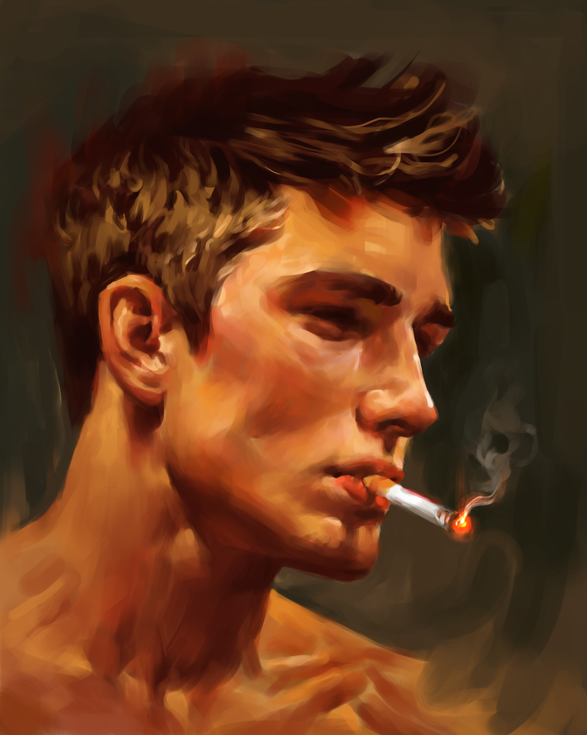 Аватарки курящие. Мужчина с сигаретой арт. Сигарета арт. Мужской портрет с сигаретой.