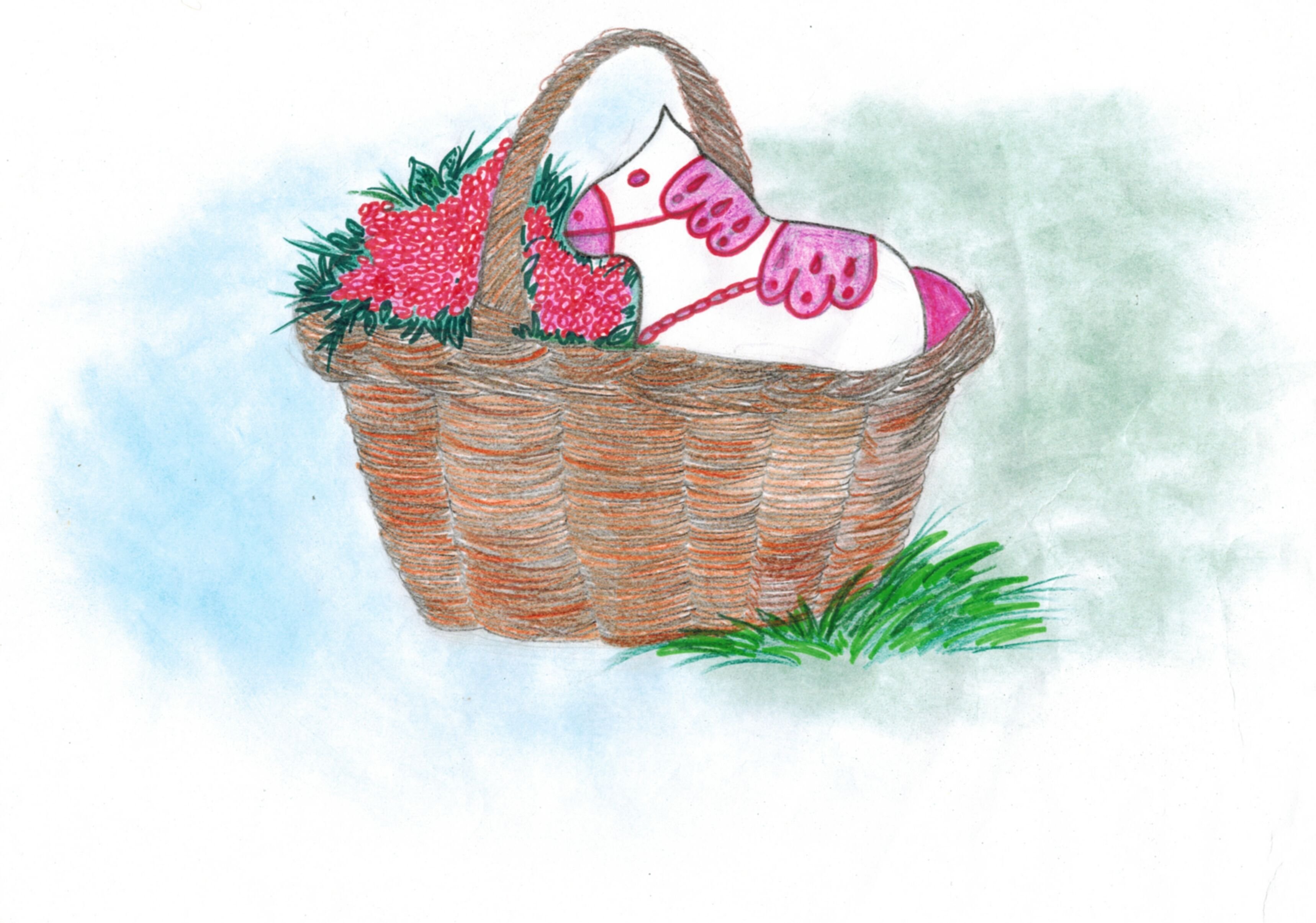 Что такое туесок конь с розовой гривой. Астафьев конь с розовой гривой иллюстрации к рассказу. Рисунок корзинка для творчества. Рисуем корзину. Корзинки розового нарисованные.