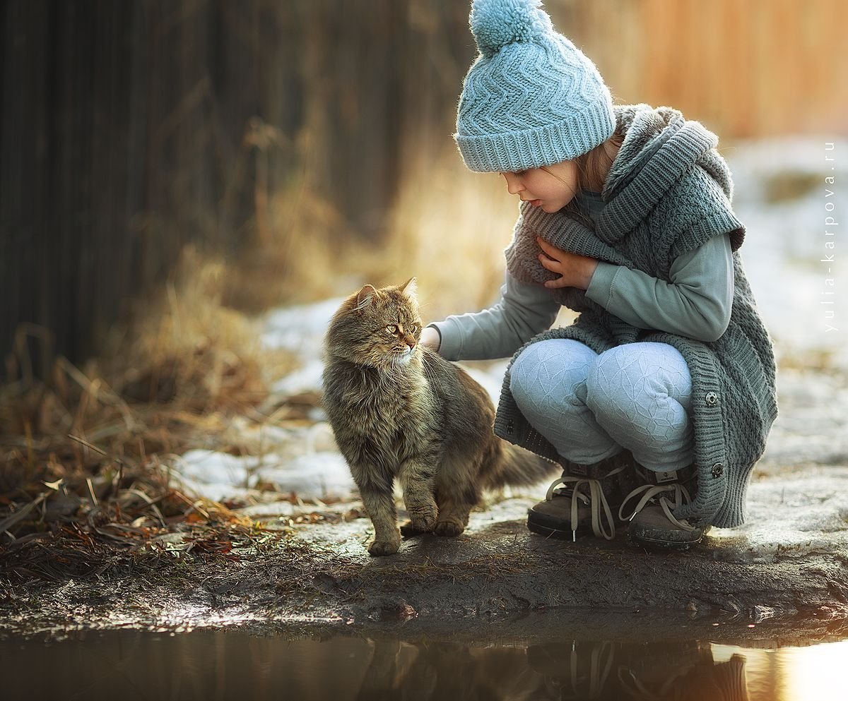 Сделай потеплее на улице. О доброте. Дети и животные доброта. Девочка с котом. Доброта картинки.