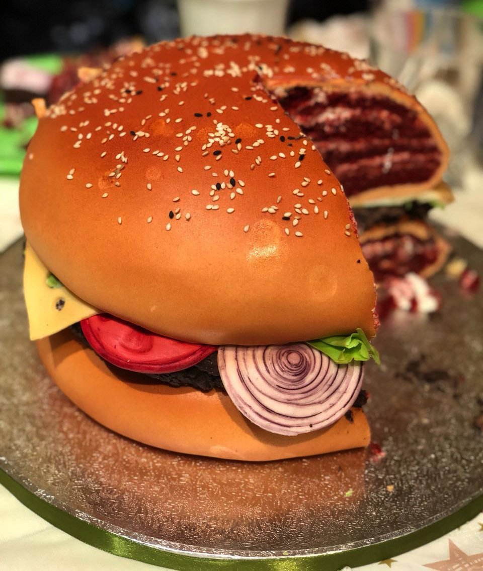 Торт гамбургер без мастики - 77 фото