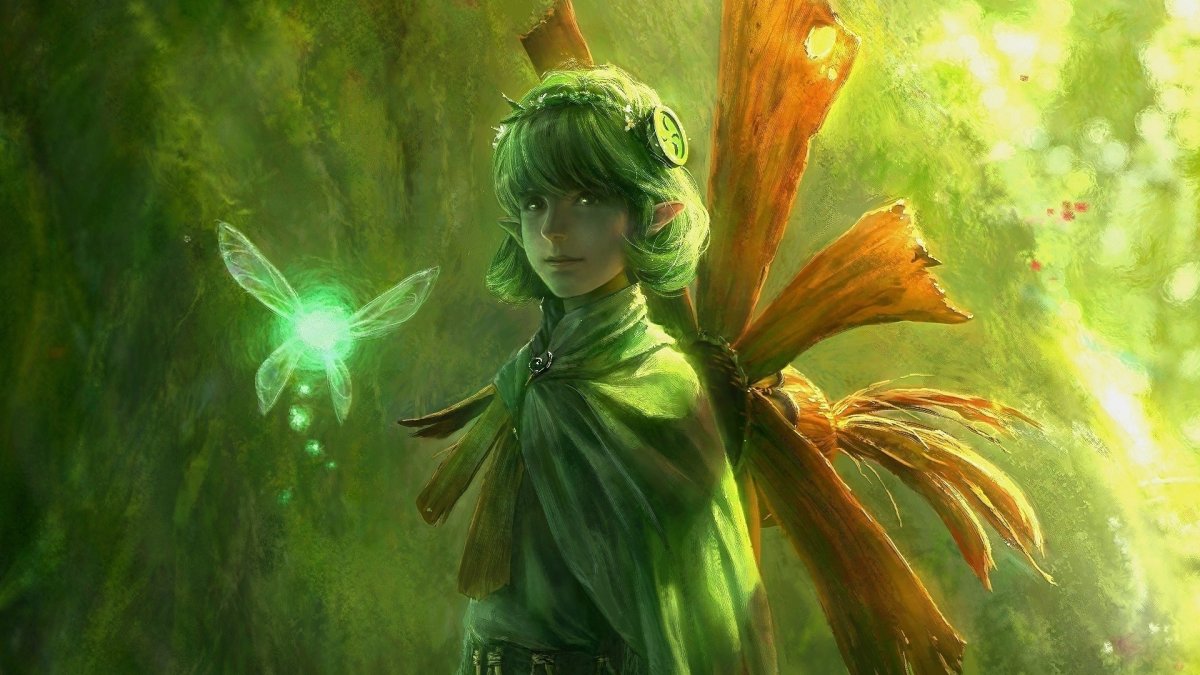 Эльф с зелеными волосами