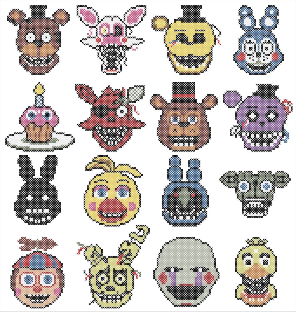 Shadow Freddy FNAF2 19 X 23 Perler Bead Pattern, Bead Sprites