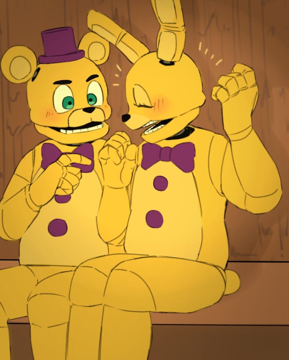 Золотого бони. FNAF спринг Бонни. ФРЕДБЕР И спринг Бонни. Фрдебер и спринг Бонни. Спринг Бонни арт.