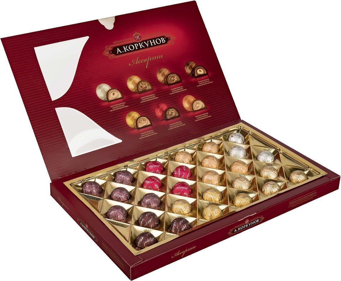 Шоколадные конфеты в красной упаковке