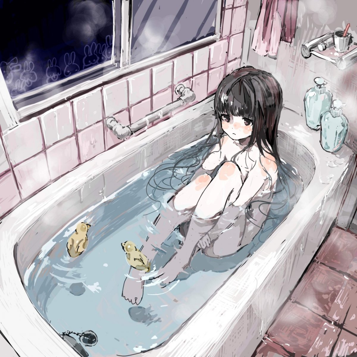 «Парень с девушкой лежат в ванне …» — создано в Шедевруме