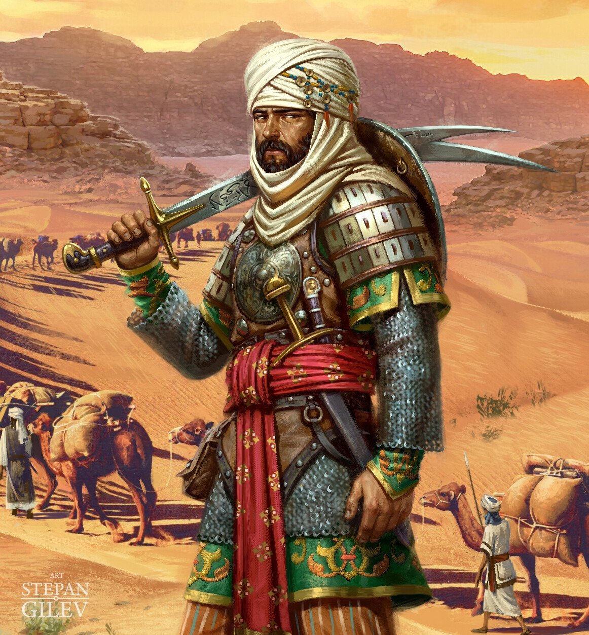 Великие войны мусульман. Арабский меч Зульфикар. Меч Зульфикар арт. Сарацин-Бедуин. Бедуин воин.