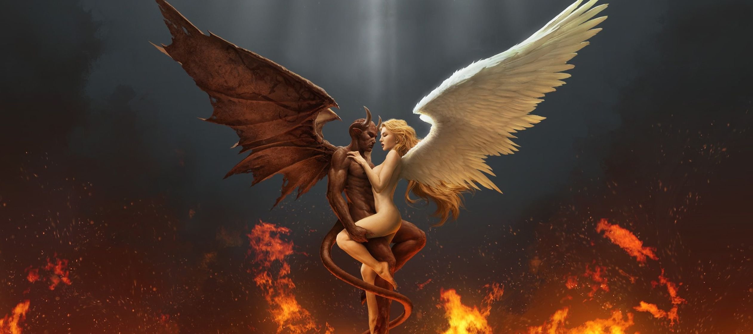 Не разумный ангела в танце с демоном. Ангел и демон. Дьявол и ангел. Картинки ангелов и демонов. Ангел против демона.