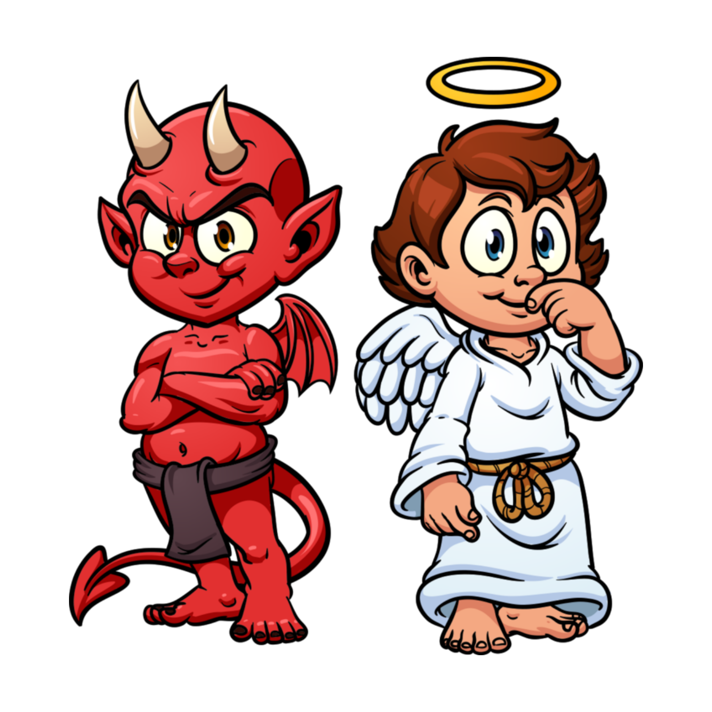 Ангелочек и дьяволенок. Ангел и демон для детей. Дьявол мультяшный. Воспитатель для дьяволят