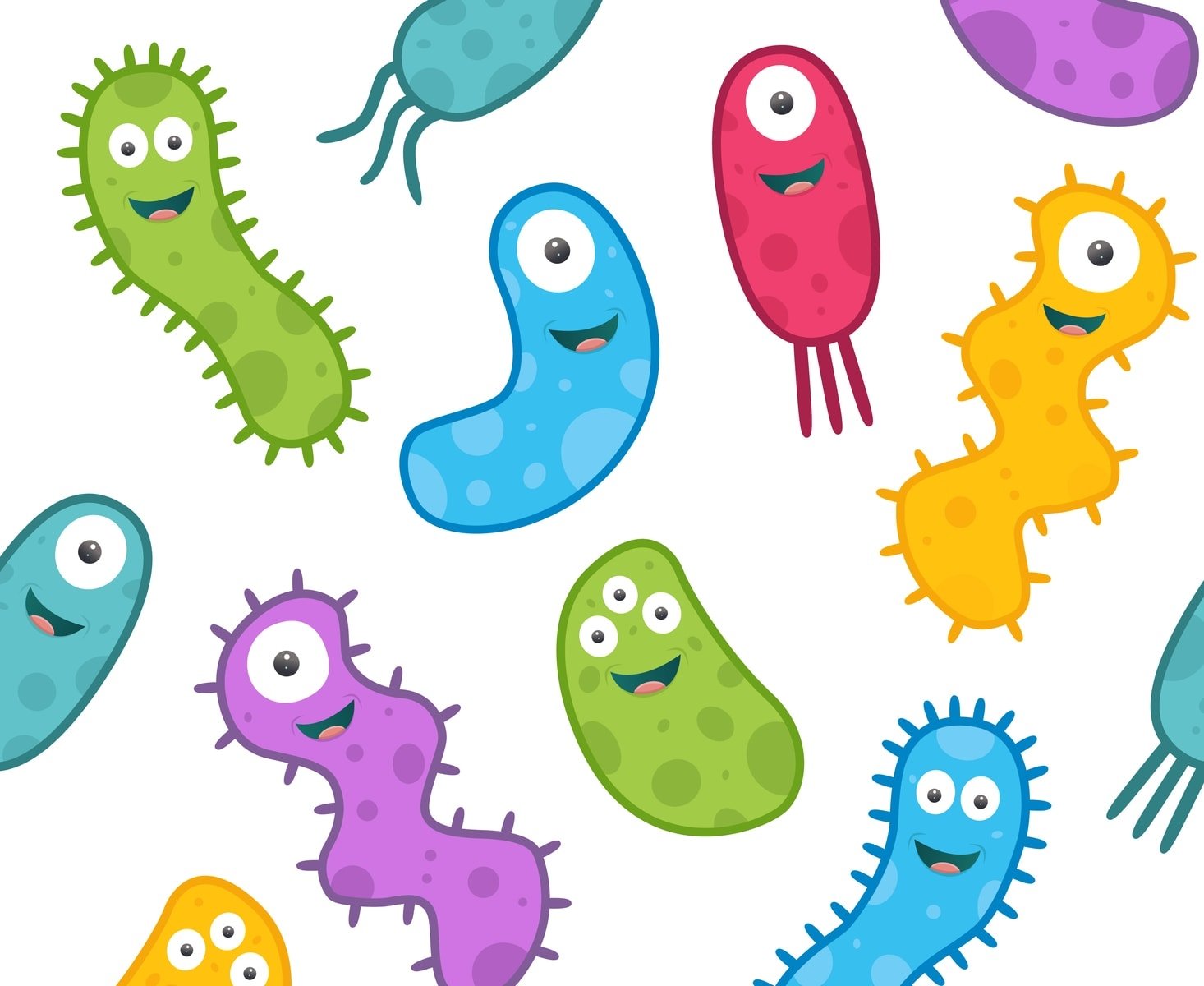 3D иллюстрации палочковидных бактерий. Реалистичные иллюстрации микробов