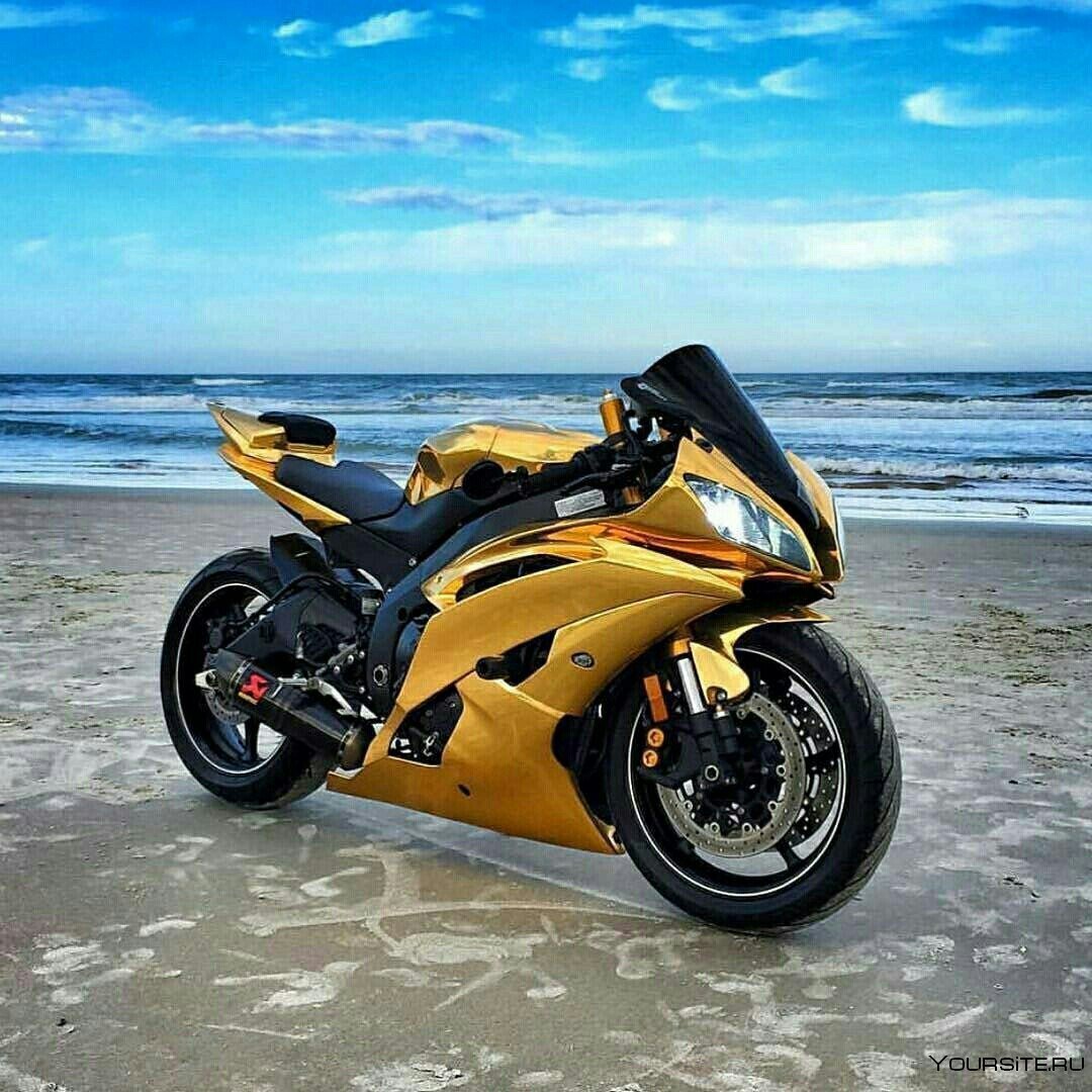 Фото мотоциклов спортивных. Мотоцикл Ямаха р1 золотой. Yamaha r6 Gold. Спортбайк r6. Спортбайк Ямаха р6.