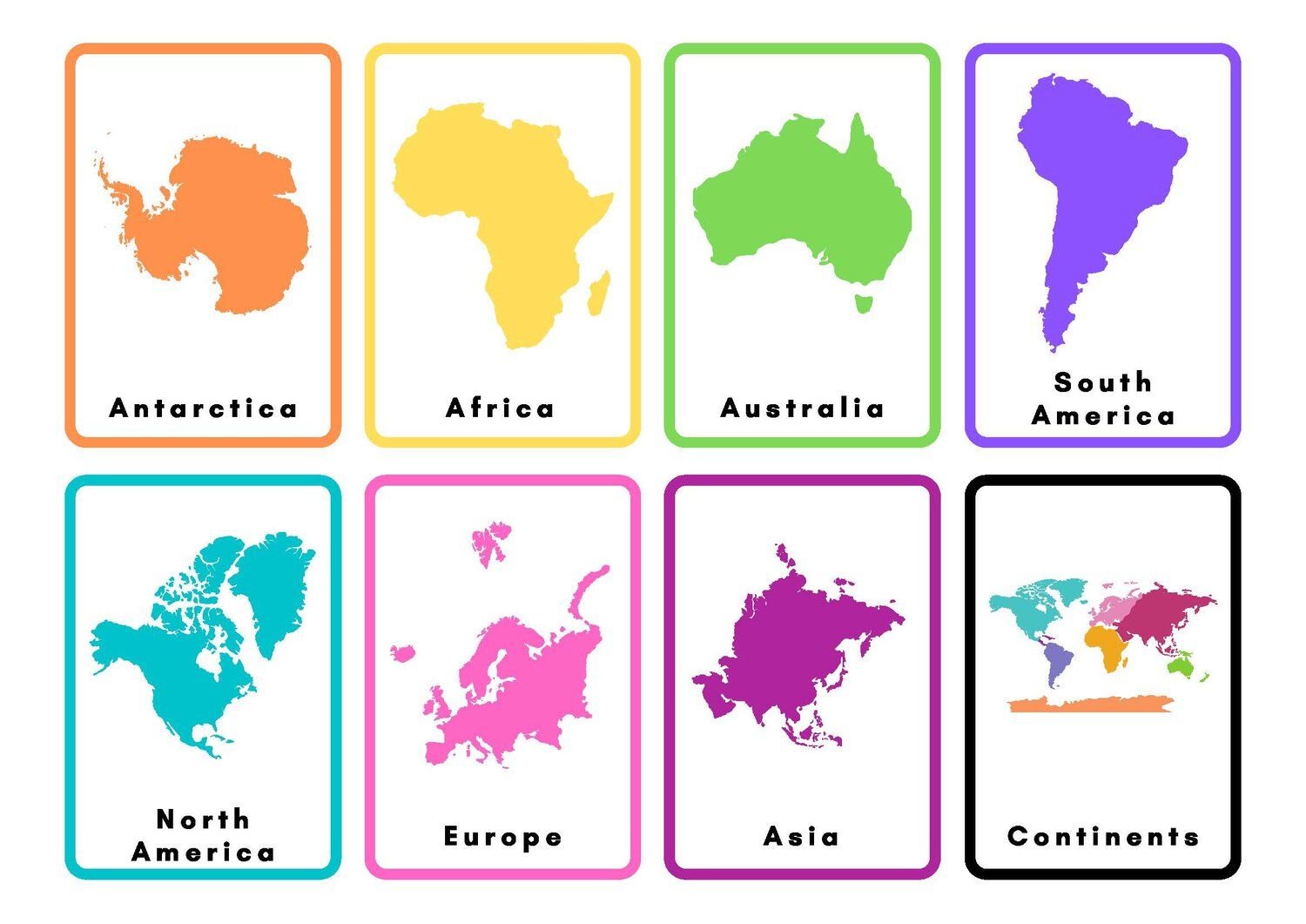 Семь континентов. Континенты для детей. Карта континентов. Силуэты континентов. Континенты карточки.