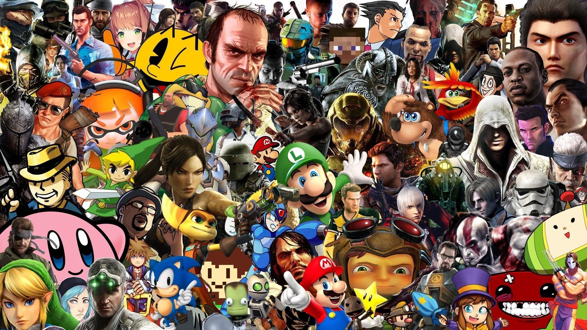 Много игр много игр на телевизоре. Популярные персонажи. Персонажи игр. Разные персонажи. Персонажи из разных игр.