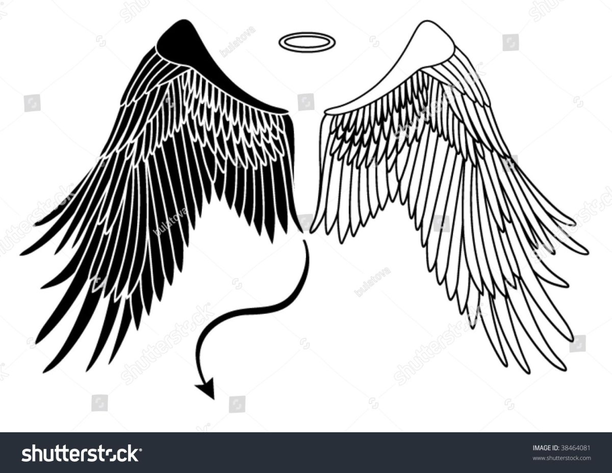 Эскиз крылья ангела и демона - 63 фото