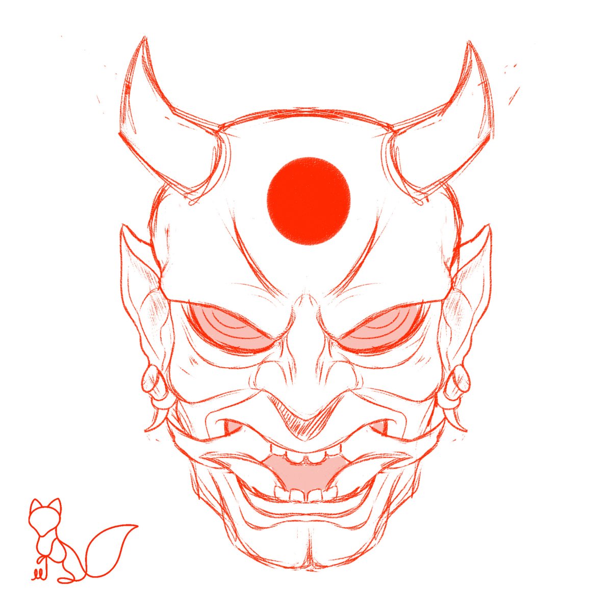 Японские маски демонов эскизы - 69 фото