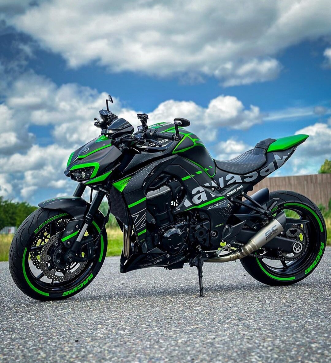 Зеленый мотоцикл - 77 фото